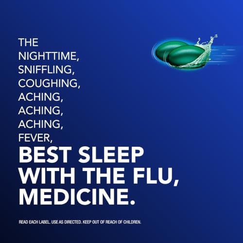 Vicks NyQuil Intense Flu Rapid Release LiquiCaps, Fast Flu Symptom Relief, Multi-Symptom Nighttime Relief for Body Aches, Fever, Headache, Sore Throat