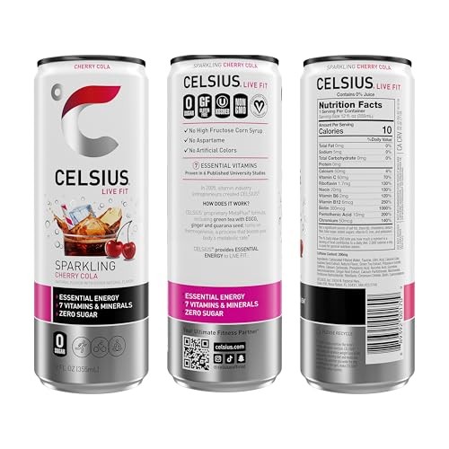 CELSIUS Sparkling Cherry Cola  Functional Energy Drink 12 Fl Oz (Pack of 12)