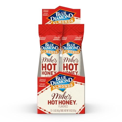 Blue Diamond Almonds  Made with Mike’s Hot Honey Infused with Chilies for a Perfect Sweet and Spicy Snack Nut Combination  Pack of 12  1.5oz. Servin
