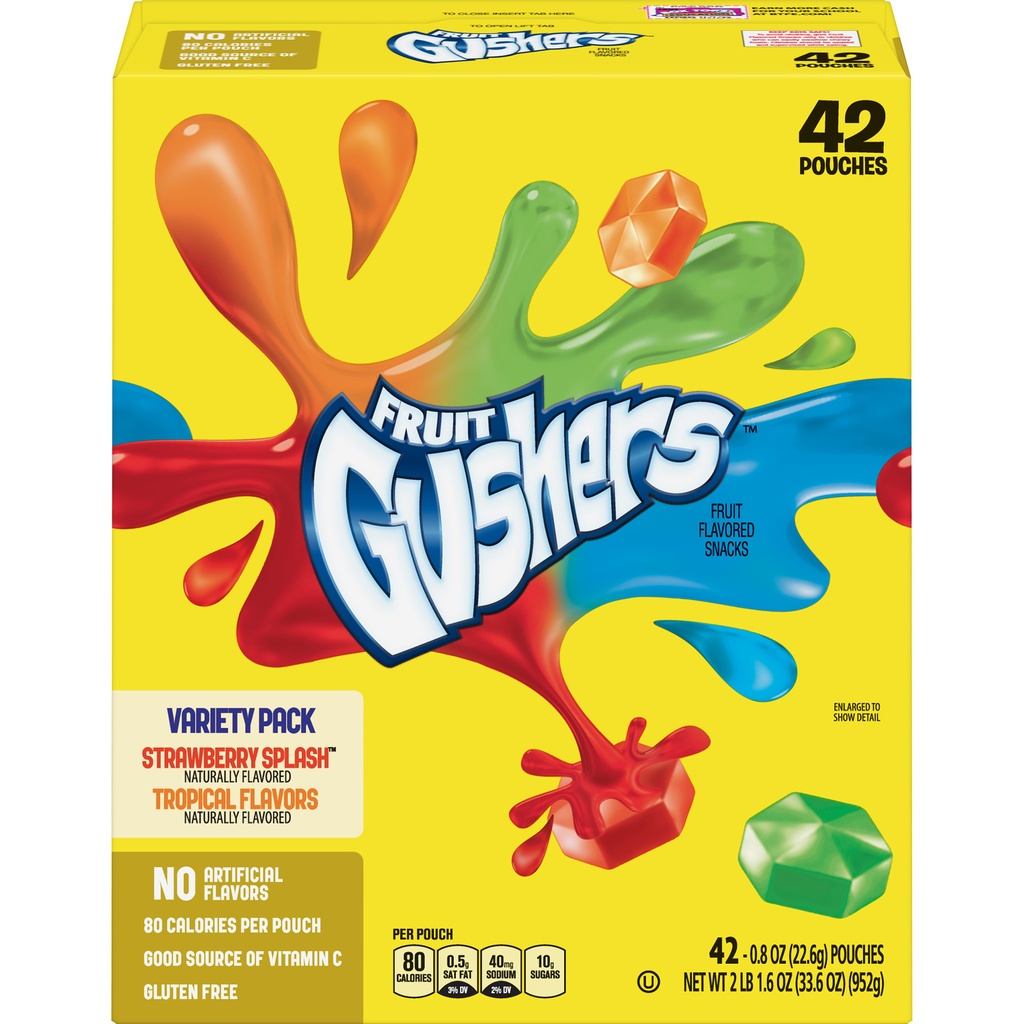 Fruit Gushers Fruit Flavored Snacks Box of 42ct