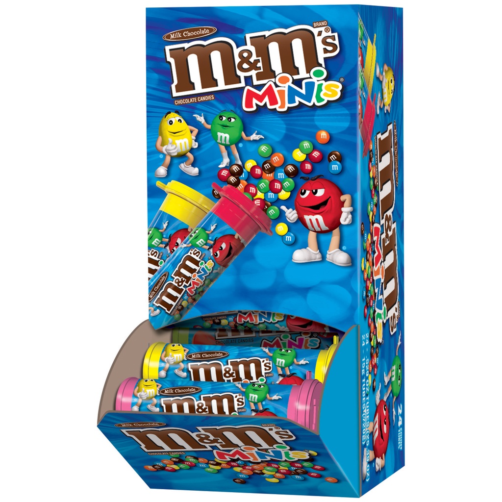 M&M'S Milk Chocolate Mini Tubes, 1.08 Oz, Box of 24 Tubes