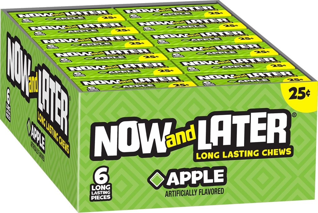 Now and Later Original Apple Taffy Chewy Candy  (Box of 24)