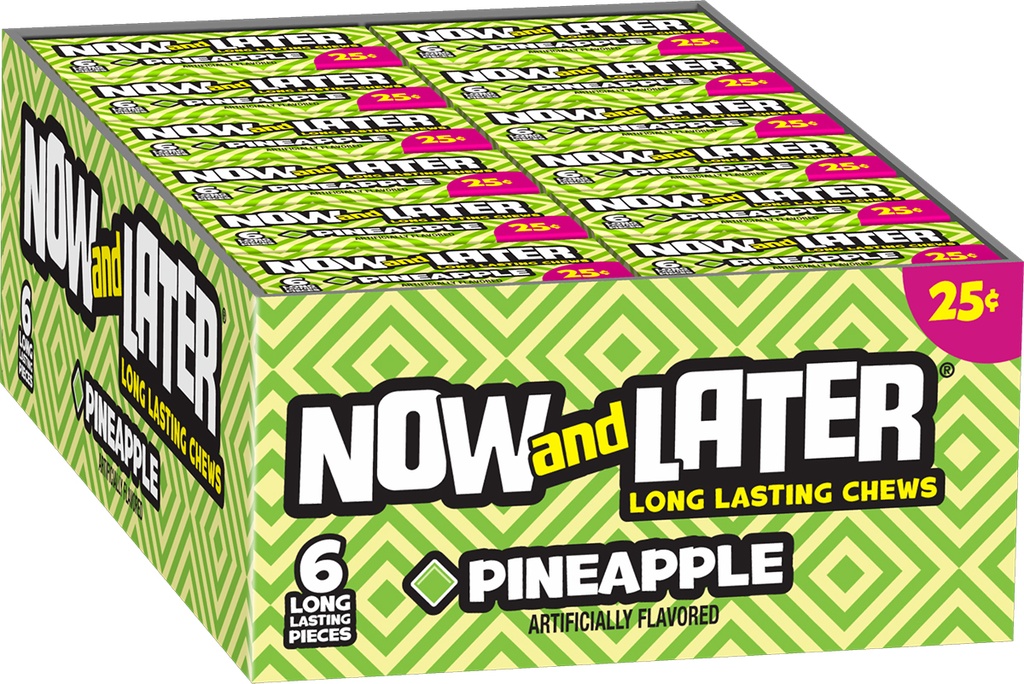 Now and Later Original Pineapple Taffy Chews Candy (Box of 24)