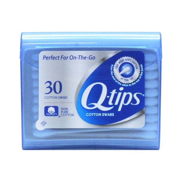 Q tipsÂ® Cotton Swabs Travel Pack, White, Box of 30 TRAVEL SIZE