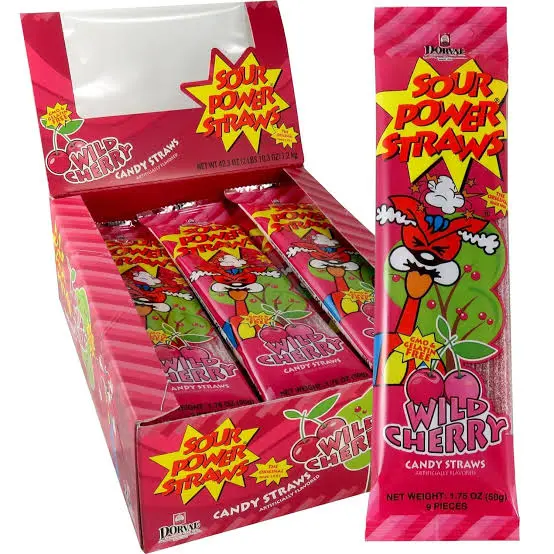 Sour Power Candy Straws  Wild Cherry 24ct