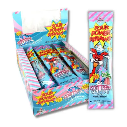 Sour Power Cotton Candy Straws  (Pack of 24)