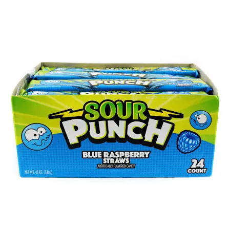 Sour Punch Straws Blue Raspberry  2oz Tray 