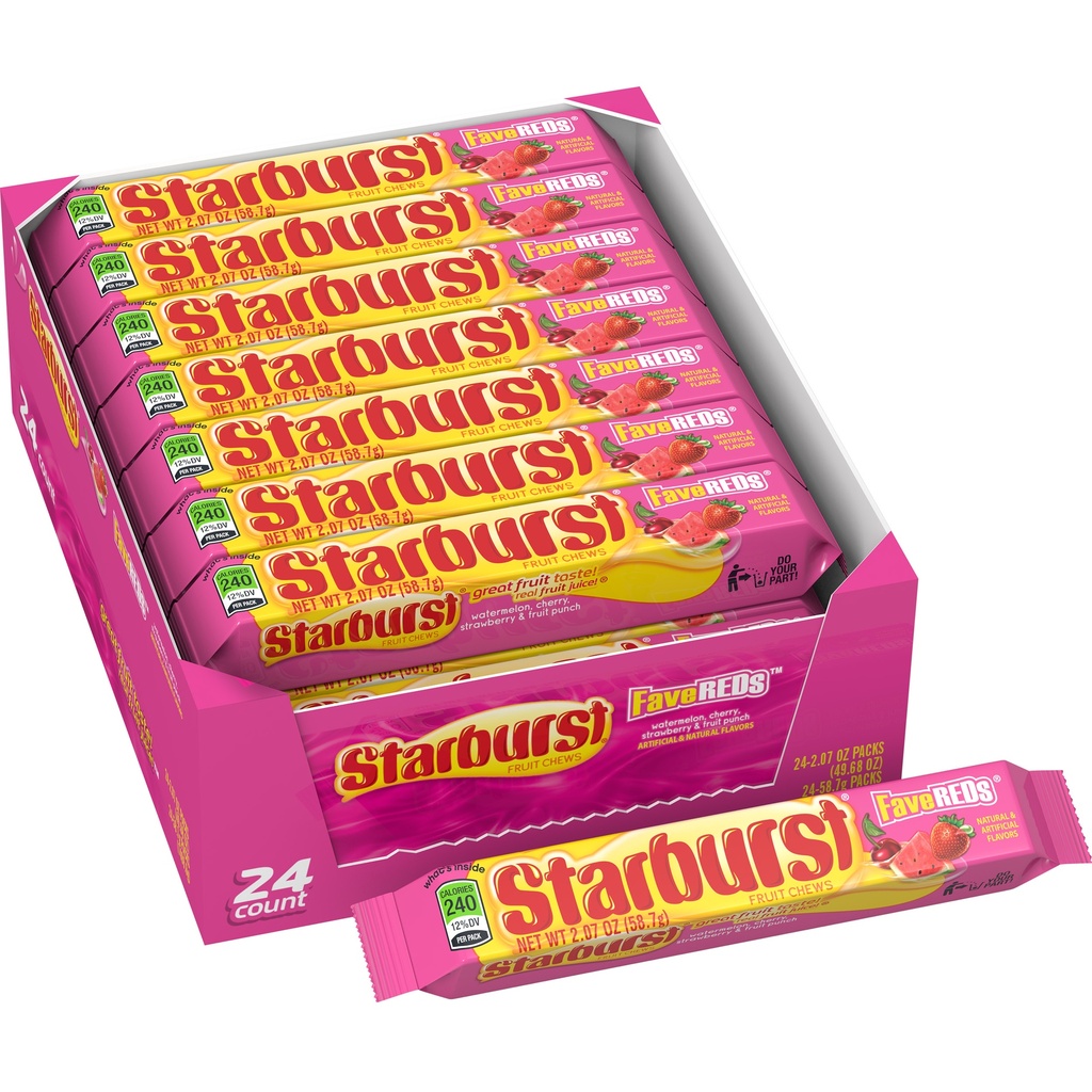 Starburst FaveReds Chewy Candy - 24 Ct Bulk Box