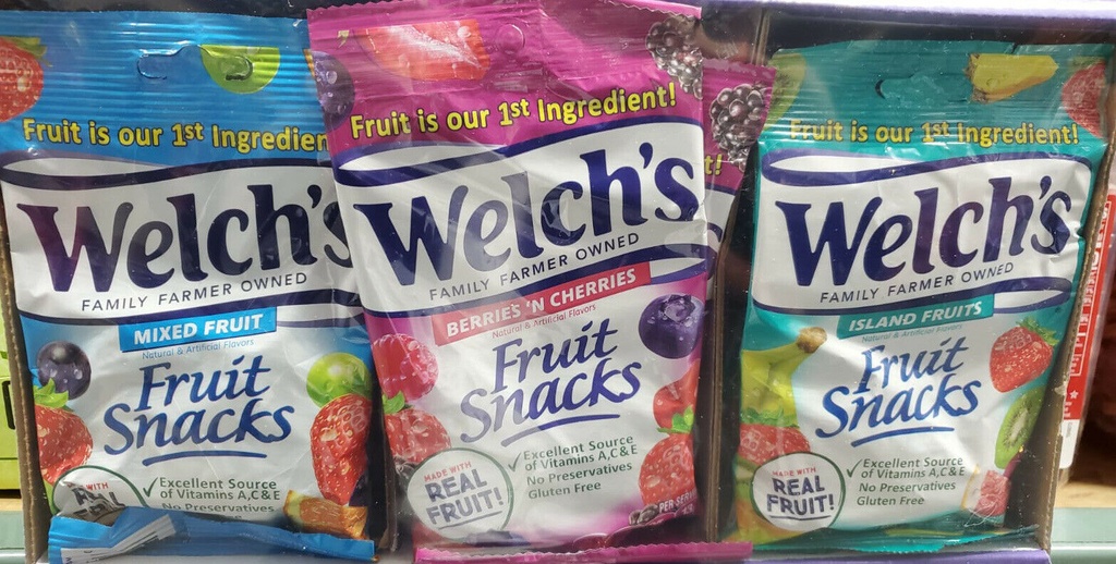 Welch's Fruit Snacks Variety Pack, 2.25 Oz, Pack of 20 Pouches