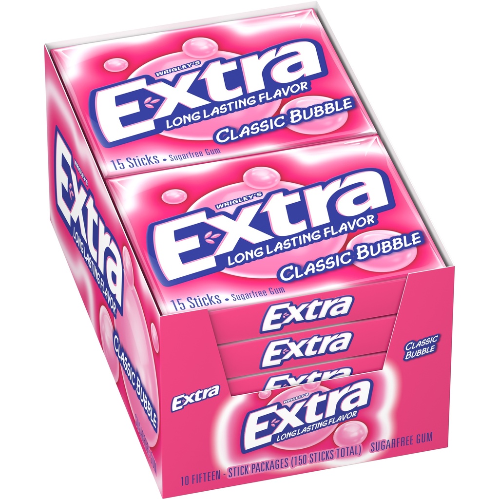 EXTRA Gum Classic Bubble Chewing Gum  15 Pieces 