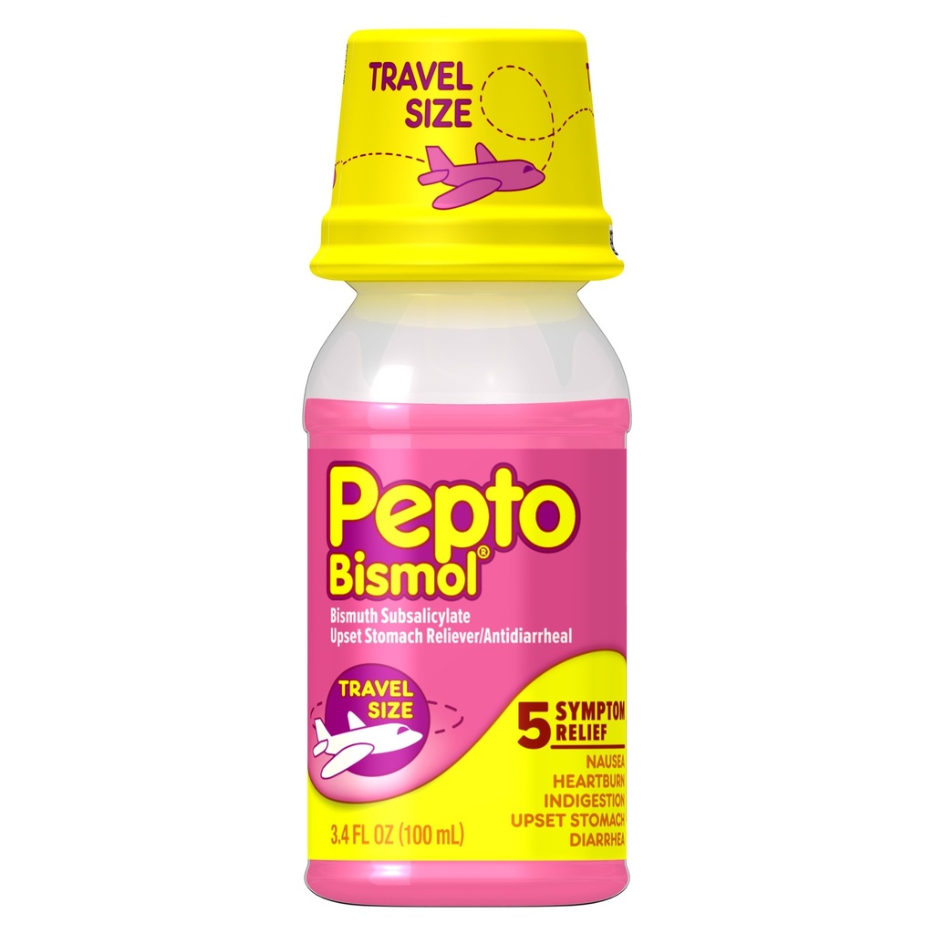 Pepto Bismol Liquid Travel Size for Heartburn Diarrhea Original 3.4oz