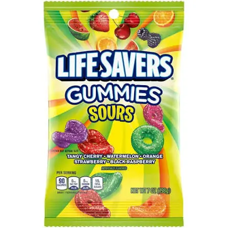 Life Savers Peg Bag Sours 7OZ