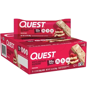 Quest White Chocolate Raspberry 12ct