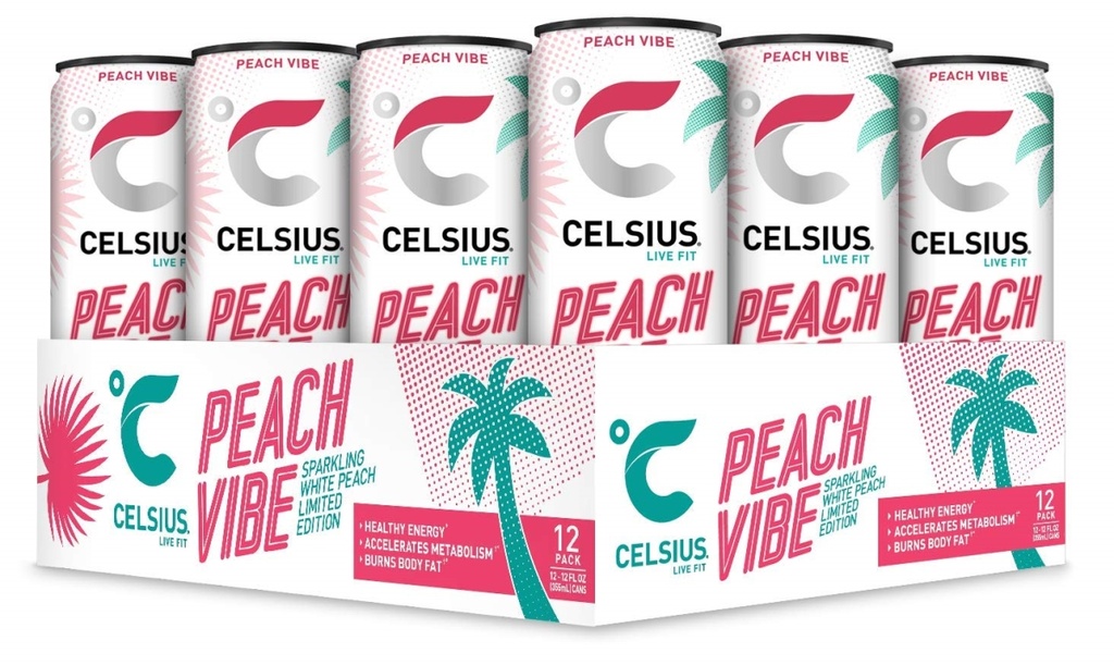 CELSIUS Peach Vibe 12 Oz 12CT
