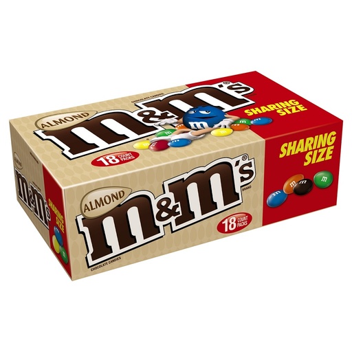 M&M Almond Milk Chocolate Candy Sharing Size  18 Count