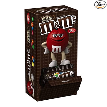 M&M S Milk Chocolate Candy Singles Size Ounce Pouch 36-Count Box