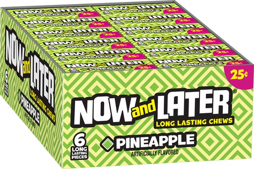 Now and Later Original Pineapple Taffy Chews Candy (Box of 24)