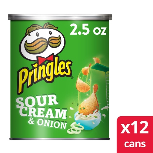 Pringles Sour Cream and Onion Potato Crisps Chips  Lunch Snacks  2.5 Oz  12 Count