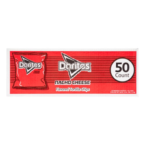 Doritos Nacho Cheese Chips Bags, 1 Oz, Box of 50