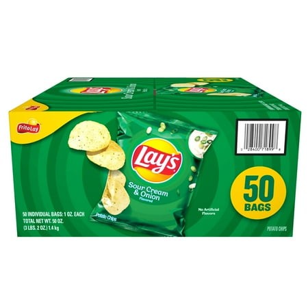 Lay S Sour Cream & Onion Snack Chips (50 Pack)