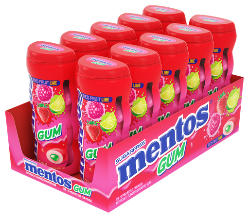 Mentos Sugar-Free Chewing Gum  Red Fruit Lime  10ct