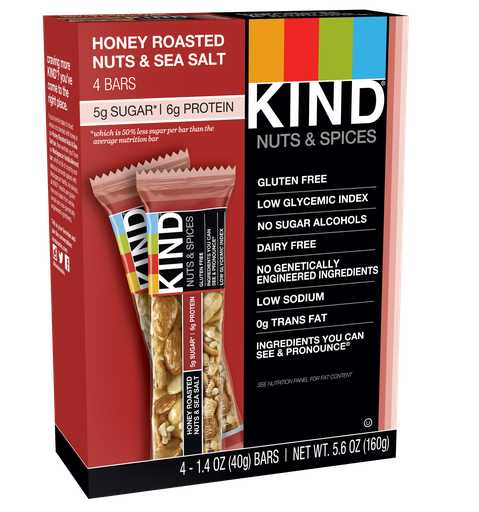 Kind Honey Roasted Nuts & Sea Salt - 12 Bars