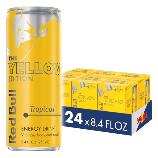 Red Bull Yellow Edition Tropical Energy Drink  8.4 Fl Oz  24ct
