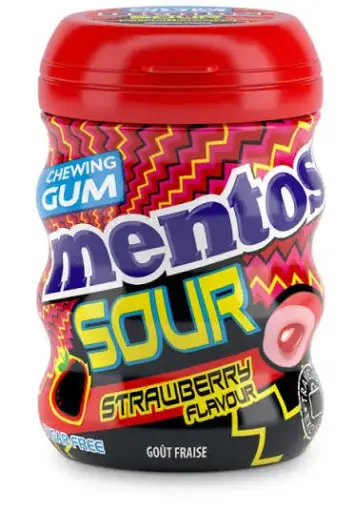 Mentos Gum Sour Strawberry 10CT