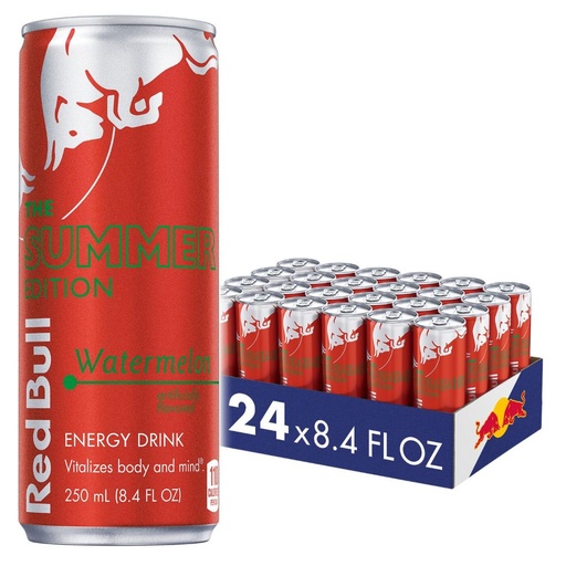Red Bull Red Edition Watermelon Energy Drink  8.4 Fl. Oz.  Pack of 24 Cans