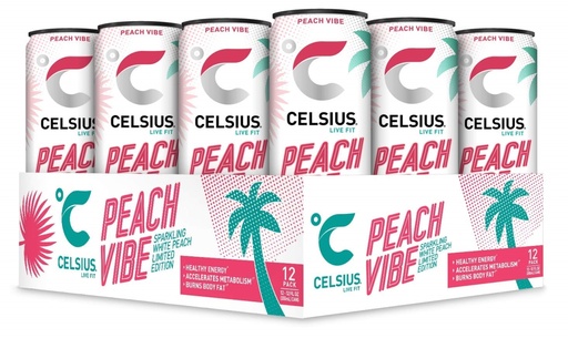 CELSIUS Peach Vibe 12 Oz 12CT